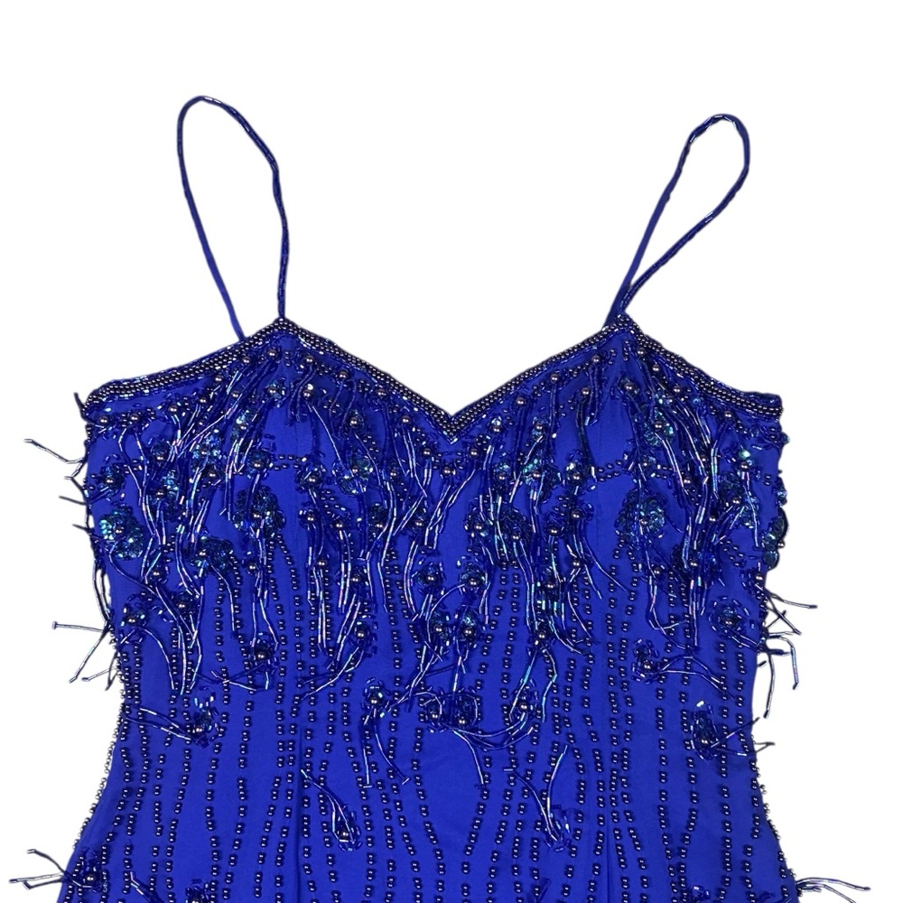 Vintage 90s Alyce Designs purple beaded 100% silk cocktail dress size small - Picture 2 of 10